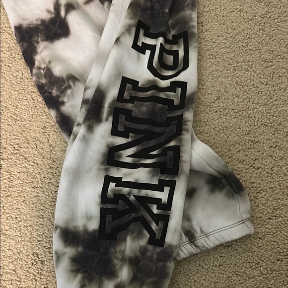 PINK Victoria's Secret Black and White Tie-Dye Joggers - Picture 2 of 3
